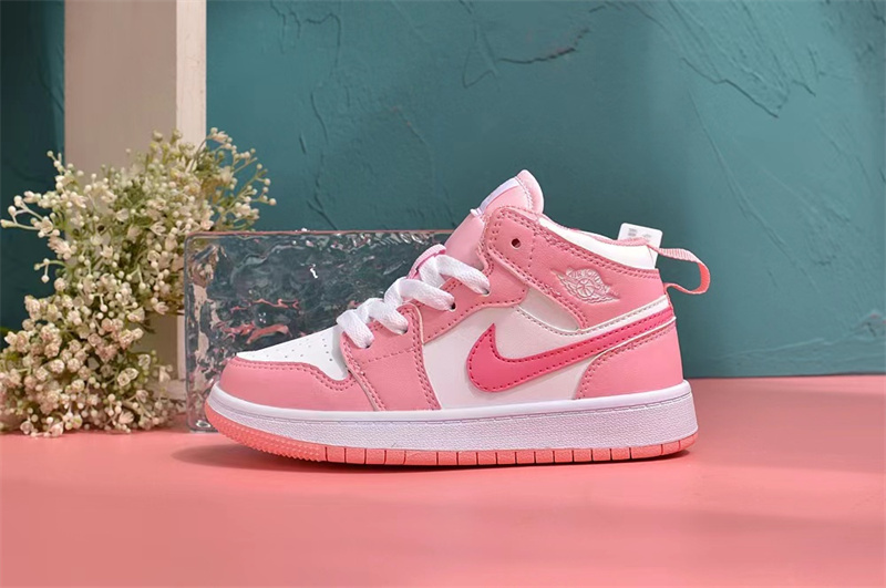 Youth Running Weapon Air Jordan 1 Pink/White Shoes 0145 Youth Running Weapon Air Jordan 1 Pink/White Shoes 0145